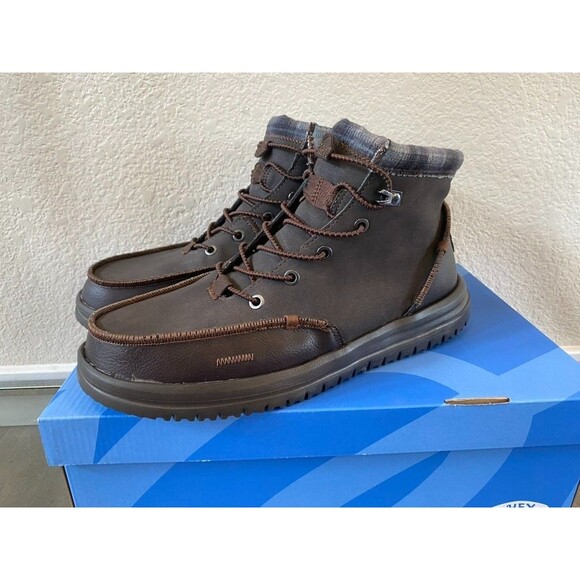Hey Dude Bradley Boot Leather Brown Men's 12 New In Box Slip On Water Resistant - Picture 3 of 9